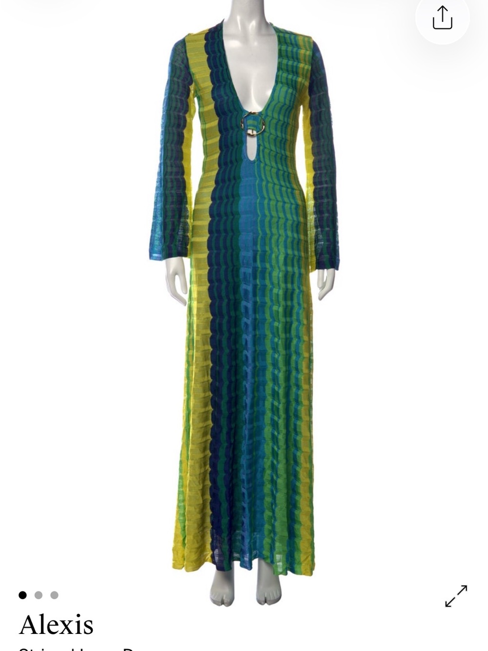 Alexis Green and Blue Ombre Maxi Dress with Ring Detail